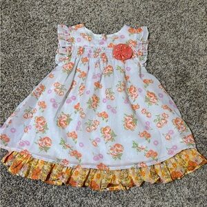 Matilda Jane White Dress with Orange Floral Pattern